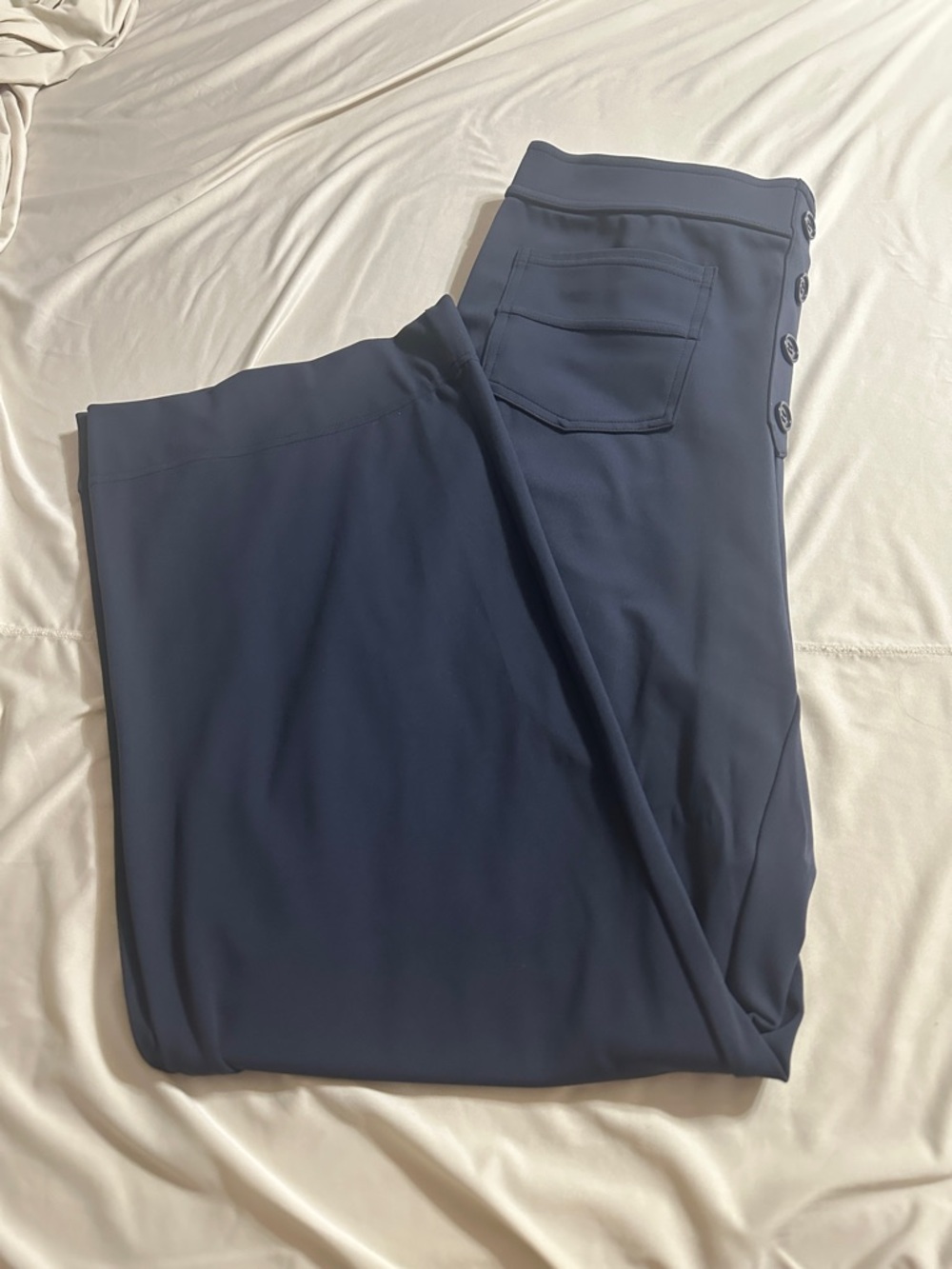 HALARA Navy Dress Pants with Button Detail, Front Pockets, Back Pockets